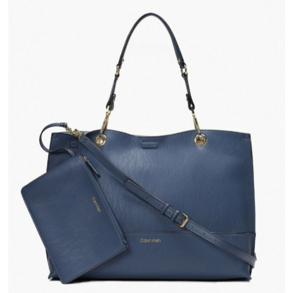 CALVIN KLEIN Sonoma Navy Leather Tote